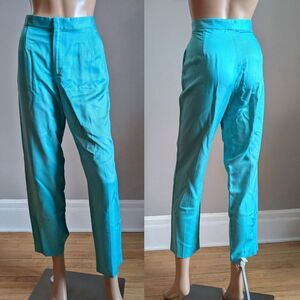 Vintage Designer Ralph Lauren Black Label Silk Pants Pleated Blue Size 8